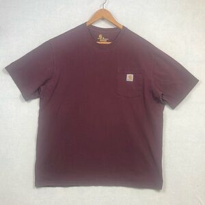 Carhartt Mens XL Original Fit Tee T-Shirt Crewneck Burgundy Heavyweight Workwear